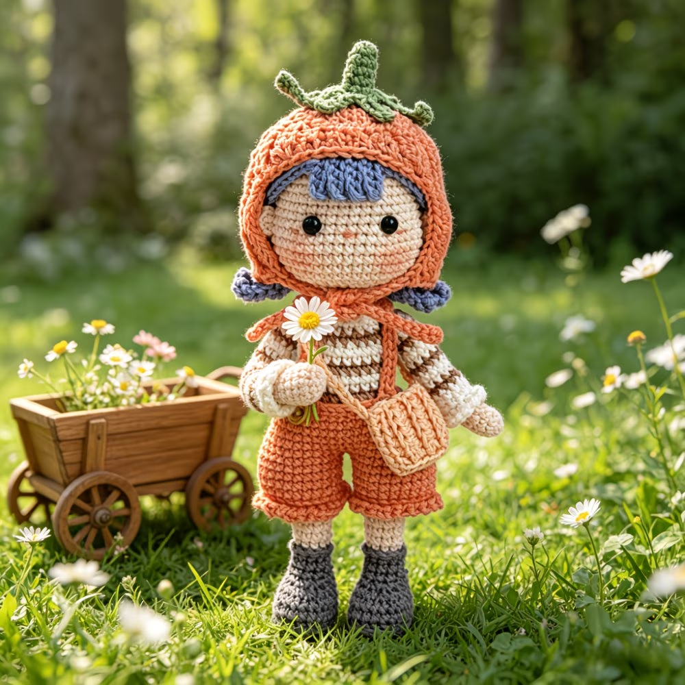 Tomato Hat Doll Crochet Kit for Beginners | DIY Amigurumi Stuffed Doll Set with Yarn, Hook & Step-by-Step Tutorial | Cute Handmade Gift for Craft Lovers