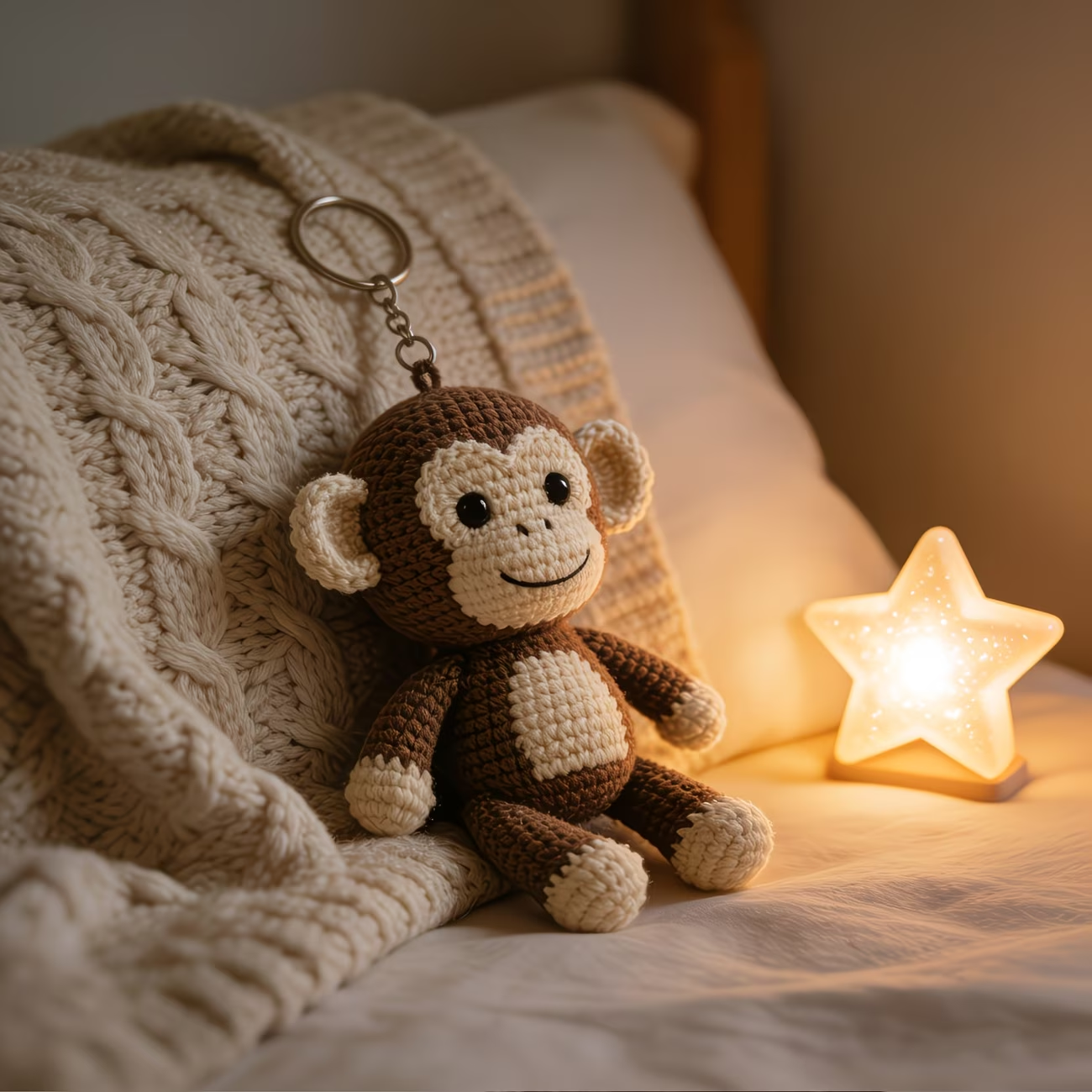 Cute Monkey Keychain Crochet Plush Kit for Beginners | DIY Amigurumi Stuffed Animal Set with Yarn, Hook & Step-by-Step Tutorial | Sweet Handmade Gift for Animal Lovers