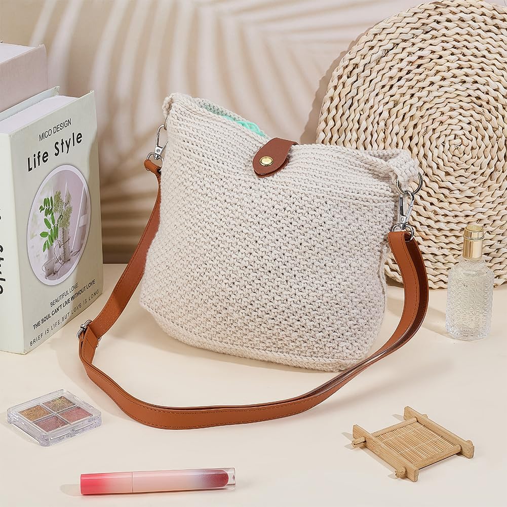 Crochet Bag Kit for Beginners Crochet Purse for Women DIY Tote Bag Making Kit with Step-by-Step Tutorials Knitting Supplies for Adults Crafts Autumn Winter Boho Gift Idea (Beige)