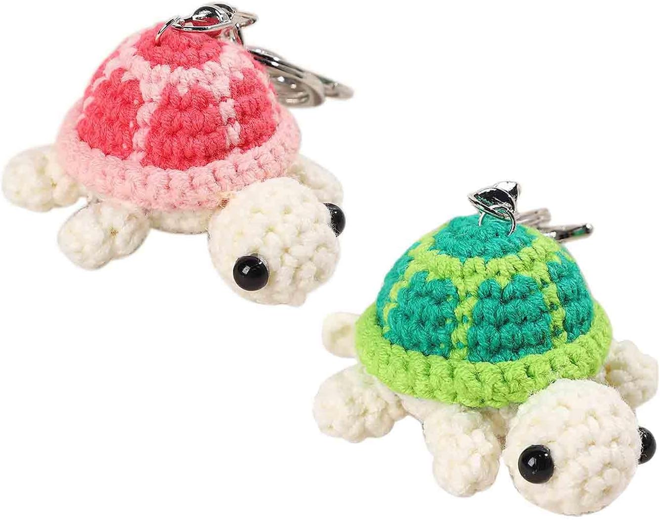Mini Handmade Crochet Turtle Keychain Crochet Animal Turtles for Keyring Charm Handbag Bag Purse Pendant-Hookcrafted