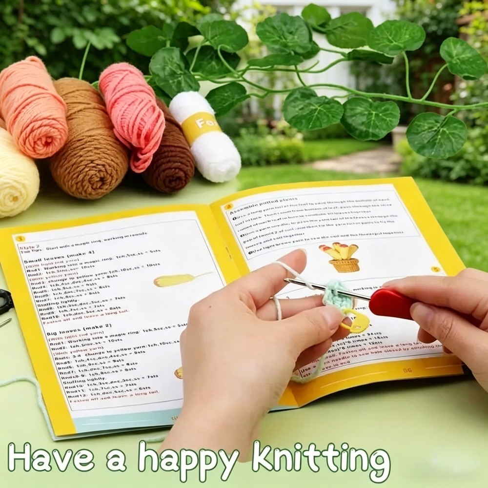 Bunny Ears Cactus Crochet Kit for Beginners | DIY Amigurumi Cactus Planter Set with Yarn, Hook & Step-by-Step Tutorial | Cute Handmade Gift for Plant Lovers