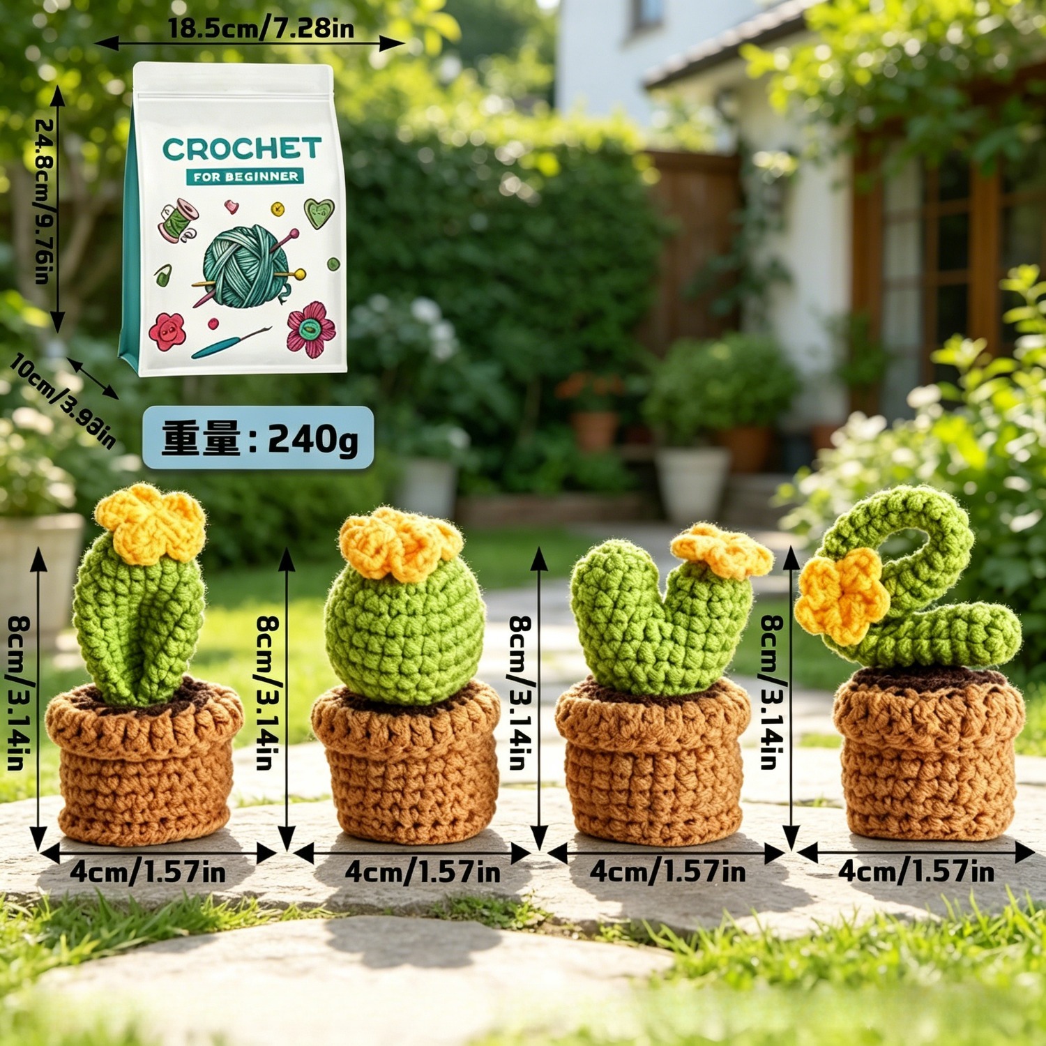 Succulent Crochet Kit for Beginners | DIY Crochet Plant Set with Yarn, Hook & Step-by-Step Video Tutorial | Cute Succulents Collection Hookcrafted
