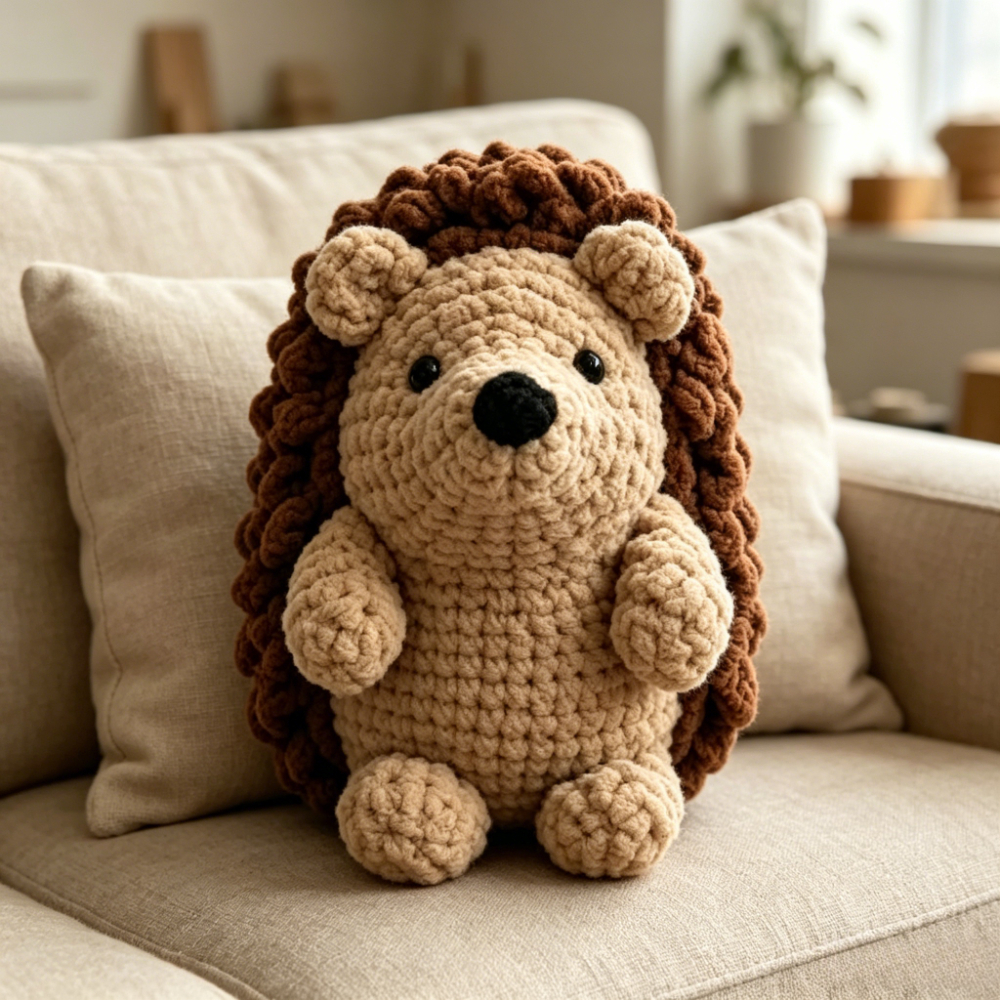 1pc Cute Hedgehog Crochet Kit for Beginners, Complete Amigurumi Set with Yarn, Tools And Tutorial, Handmade Knitted Hedgehog Plush Toy, Perfect Gift for Kids And Adults, Easy to Start Crochet Project for Craft Lovers