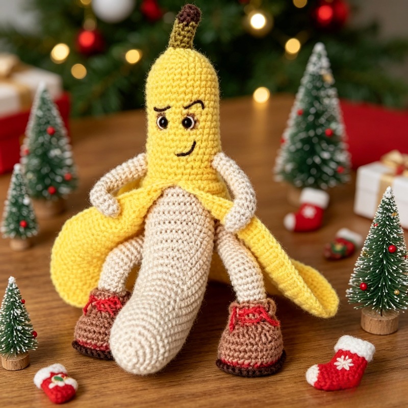 New Arrival Crochet Banana Doll Kit with Step-By-Step Written Tutorial (Unfinished Product, Crochet Required)-Hookcrafted