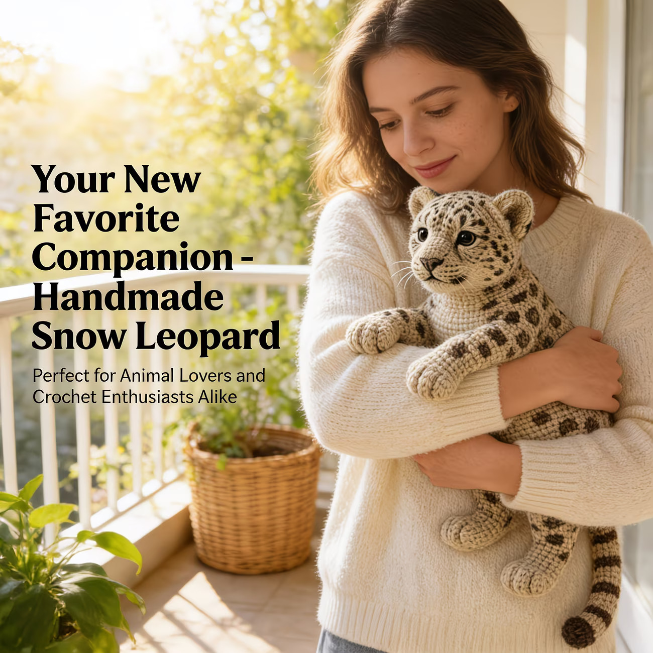 Snow Leopard Crochet Kit for Beginners | DIY Amigurumi Set with Yarn, Hook & Video Tutorial | Handmade Plush Animal Gift Hookcrafted