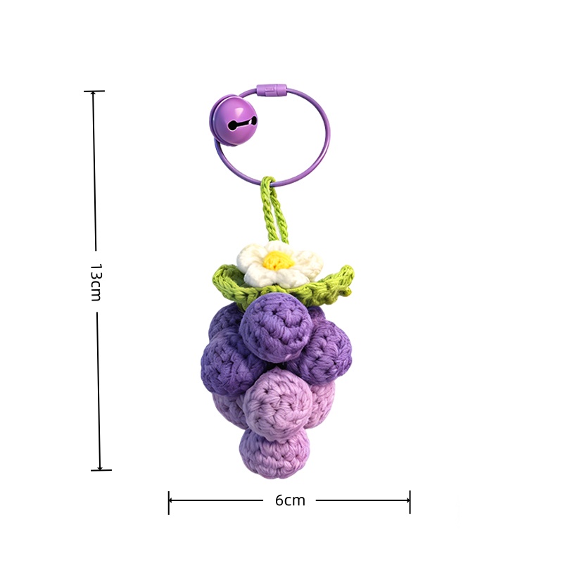 Handmade Crochet Yarn Woven Finished Product Creative Crafts Simulation Grape Fruit Pastoral Style Home Decorations Backpack Pendant Key Chain Ornaments Car Rearview Mirror Decorations