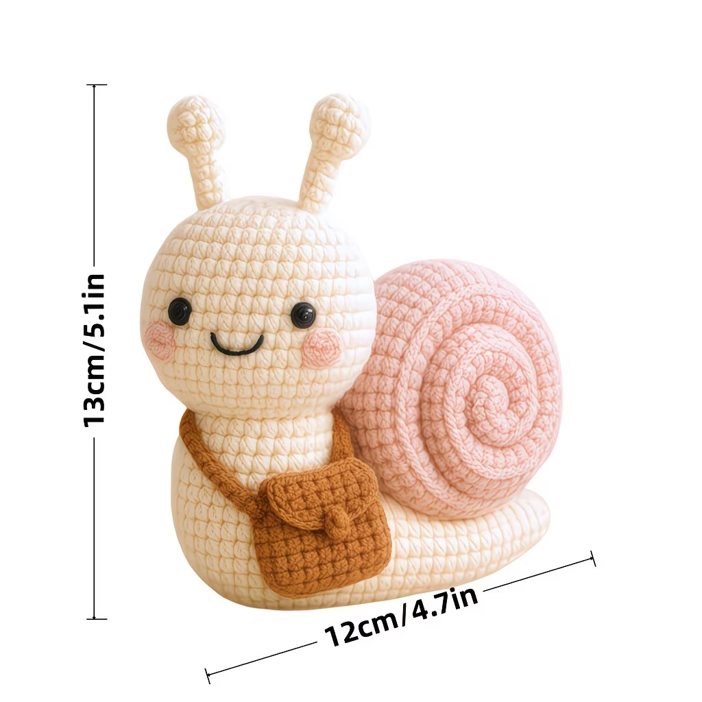Cute Snail Crochet Plush Kit for Beginners | DIY Amigurumi Stuffed Animal Set with Yarn, Hook & Step-by-Step Tutorial | Sweet Handmade Gift for Nature Lovers