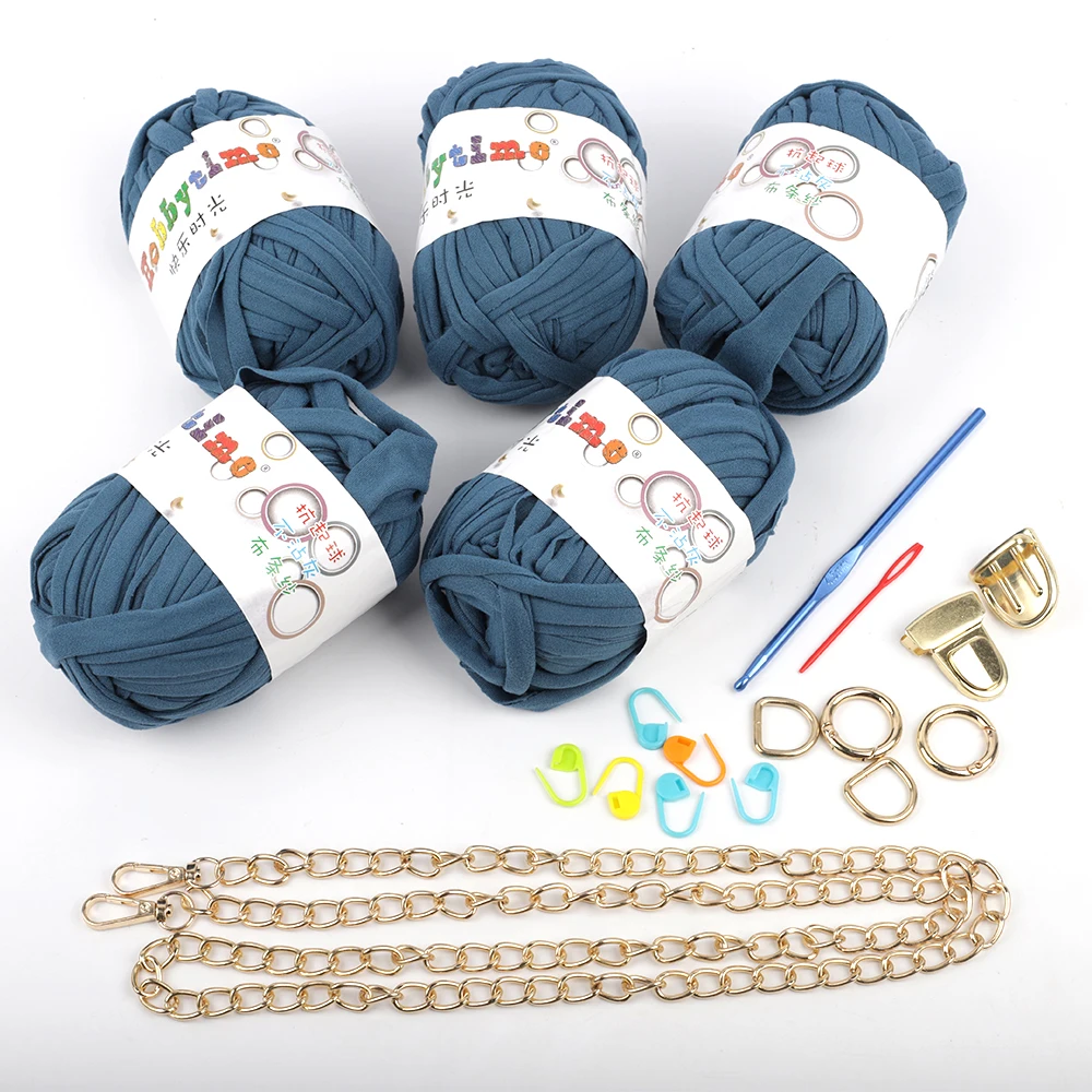 DIY Hand Crochet Bag Materials Kit Handmade Bag Shoulder Bags Weave Handbag Knitting Yarn Cloth Fabric Set Small Flip Wallet