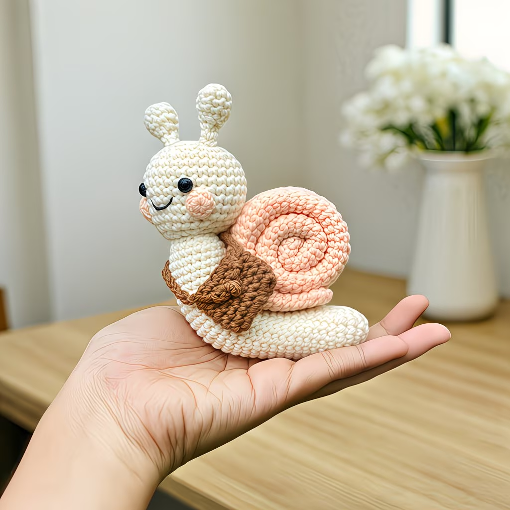 Cute Snail Crochet Plush Kit for Beginners | DIY Amigurumi Stuffed Animal Set with Yarn, Hook & Step-by-Step Tutorial | Sweet Handmade Gift for Nature Lovers