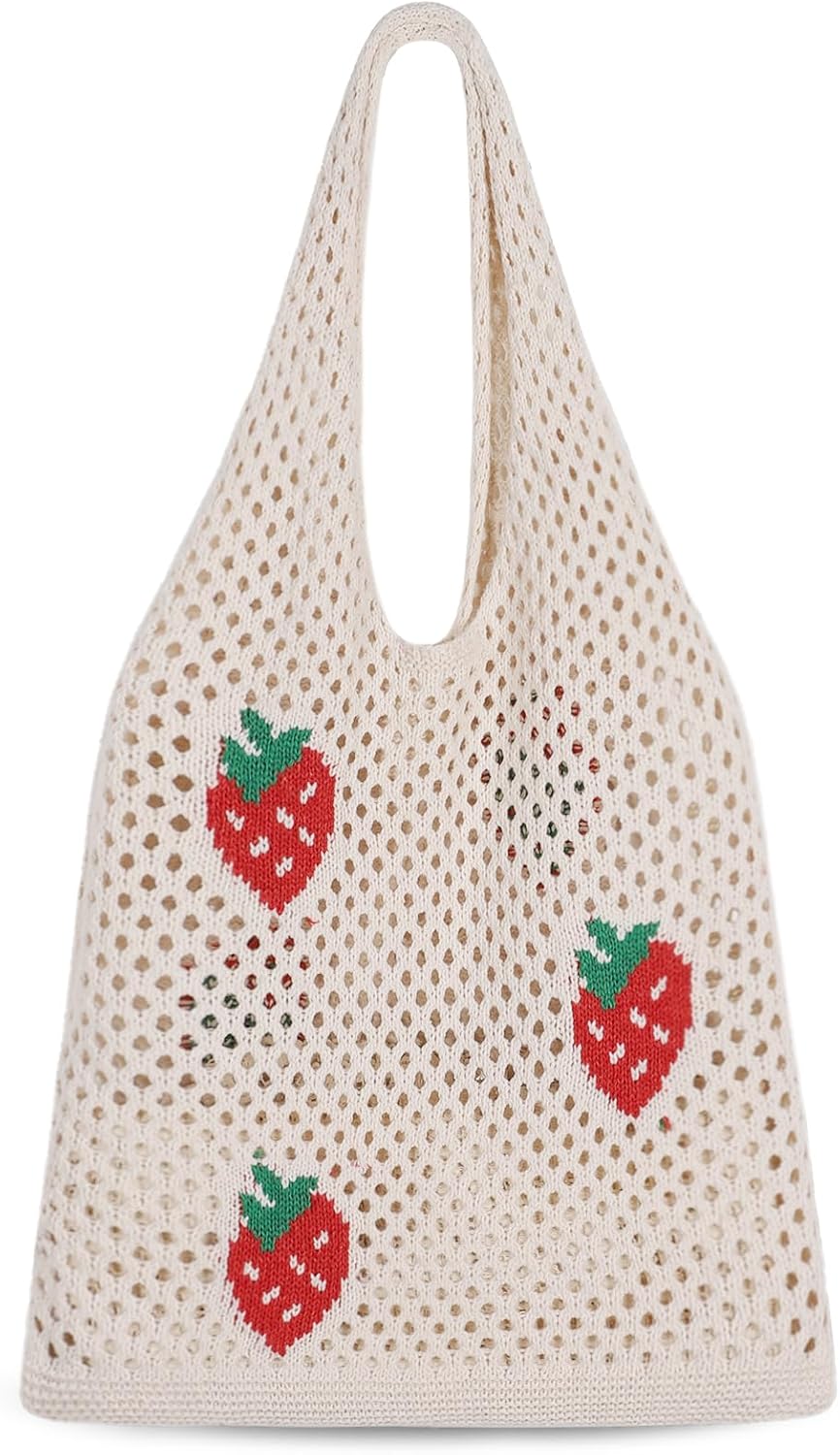 Crochet Tote Bag, Mesh Beach Bag Knit Summer Hobo Bag Vacation Boho Tote Bag for Women