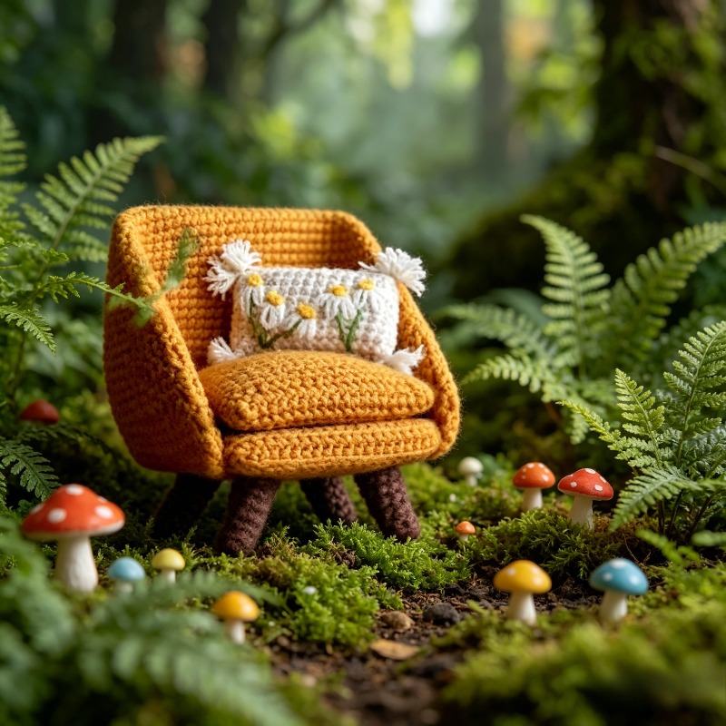 Handmade Crochet Kit for Yarn Chair Dolls, Beginner-Friendly Crochet Set with Step-By-Step Written Tutorial (Not Finished Product, Crochet Required)-Hookcrafted