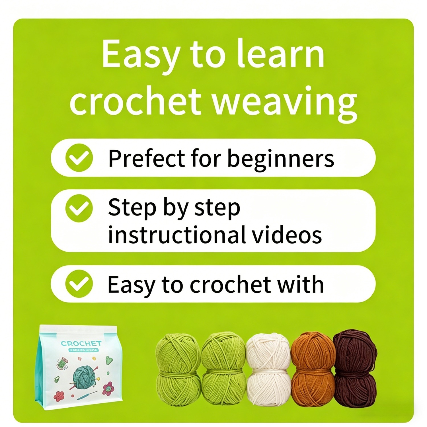 Succulent Crochet Kit for Beginners | DIY Amigurumi Set with Yarn, Hook & Video Tutorial | Hookcrafted