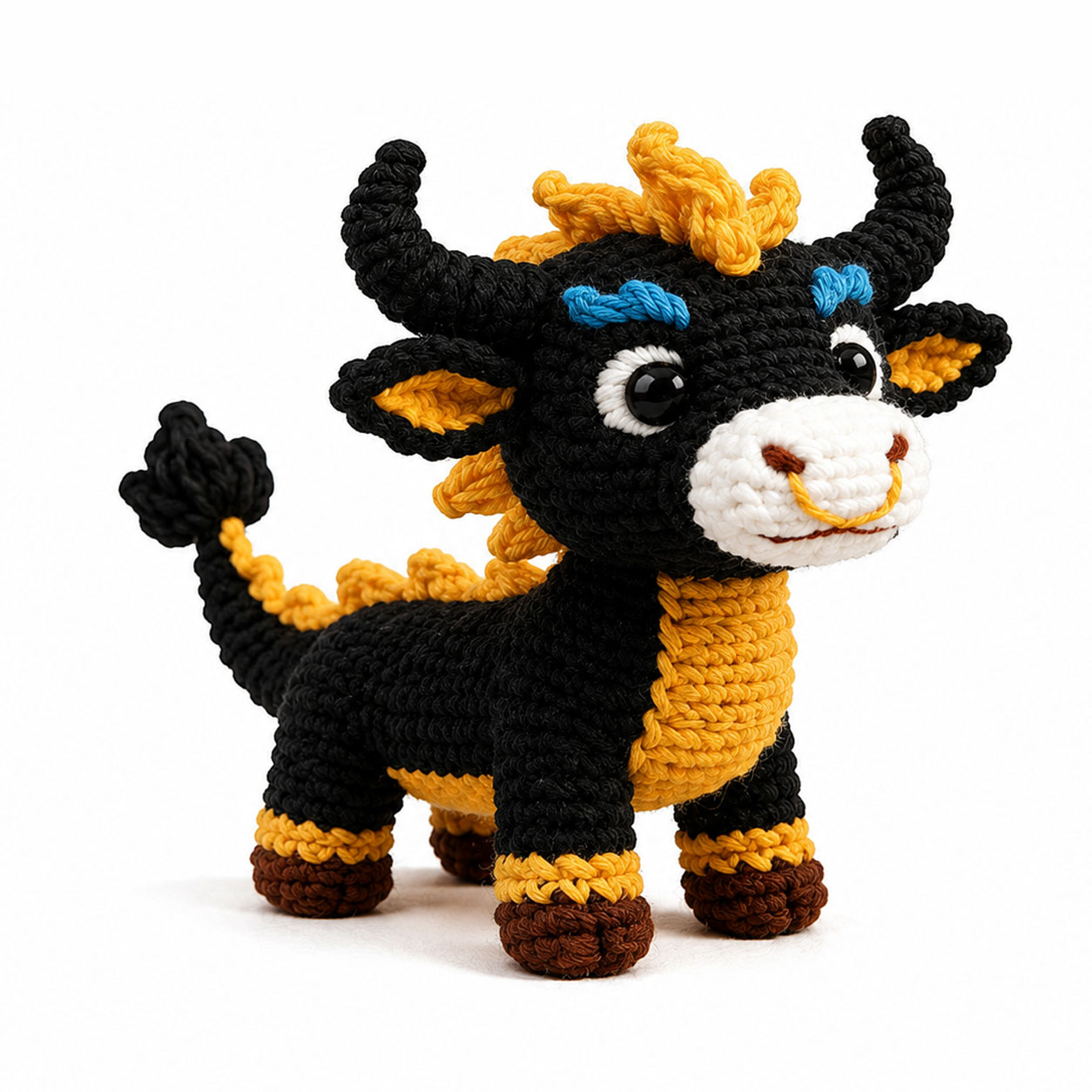 Crochet Kit for Beginners, DIY Bull Amigurumi Crochet Kit with Step-by-Step Instructions, Complete Starter Kit with Yarn, Hooks & Accessories for Adults Kids, Handmade Craft Gift
