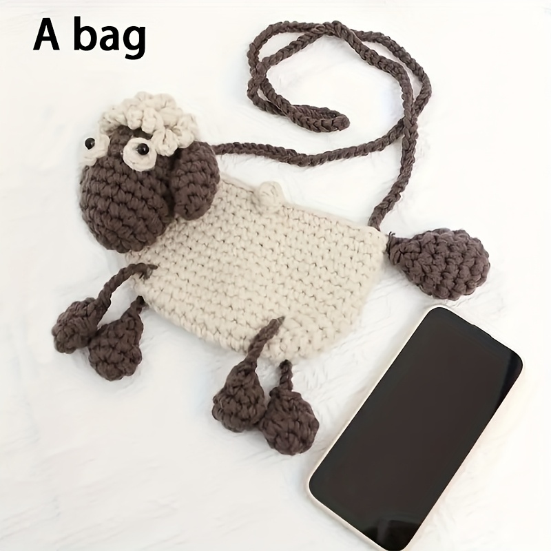 Cute Sheep Crossbody Bag, Cartoon Shoulder Bag with Coin Pouch, Fashion Mini Bag, Hand-woven Sheep-shaped Bag| Fashionable Shoulder Crossbody Bag, Cartoon Coin Purse, Material, Color
