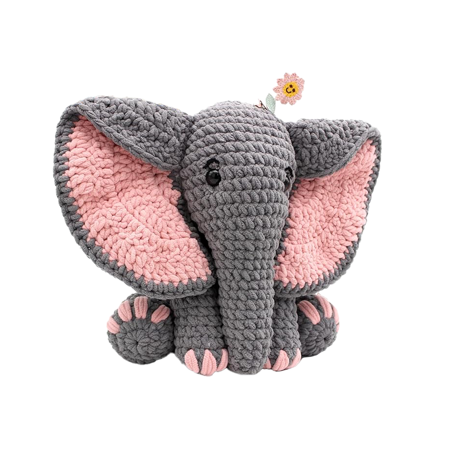 Beginner Crochet Kit – 33cm Elephant Amigurumi Set | Complete DIY Crochet Starter Kit with Yarn, Hooks & Step-by-Step Video Tutorial | Perfect Gift for Adults & Kids