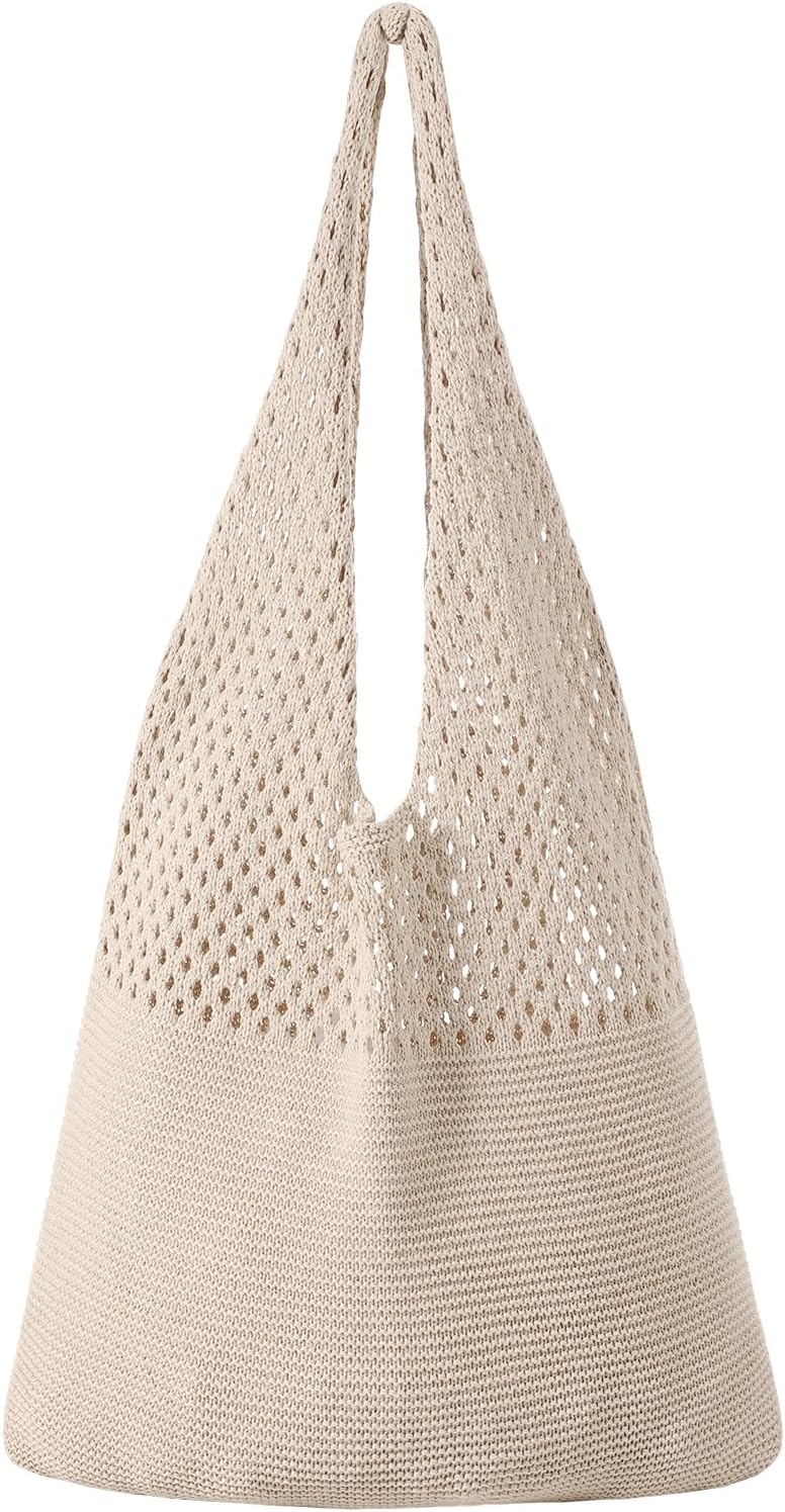 Crochet Beach Tote Bags, Stylish Mesh Beach Bags Shoulder Bag for Women, Cute Summer Vacation Boho Tote Bag
