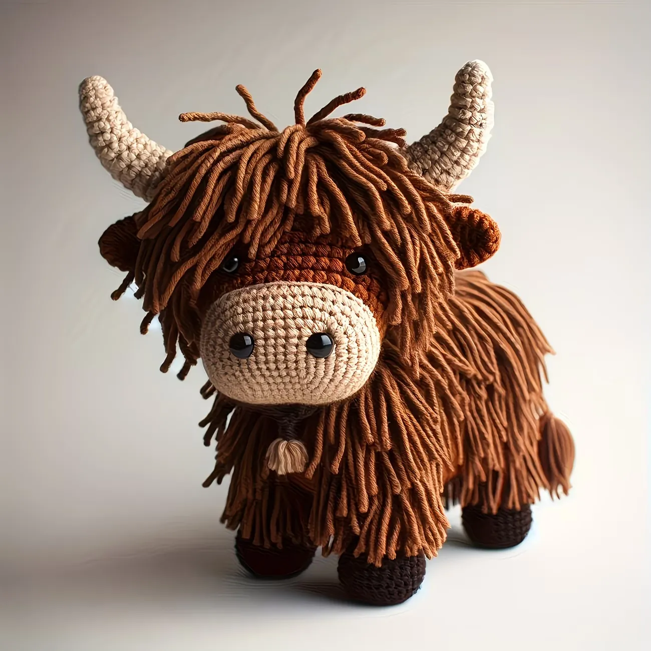 1pc Highland Cow Crochet Plush Kit for Beginners | DIY Amigurumi Stuffed Animal Set with Yarn, Hook & Step-by-Step Tutorial | Cozy Handmade Gift for Farm Lovers