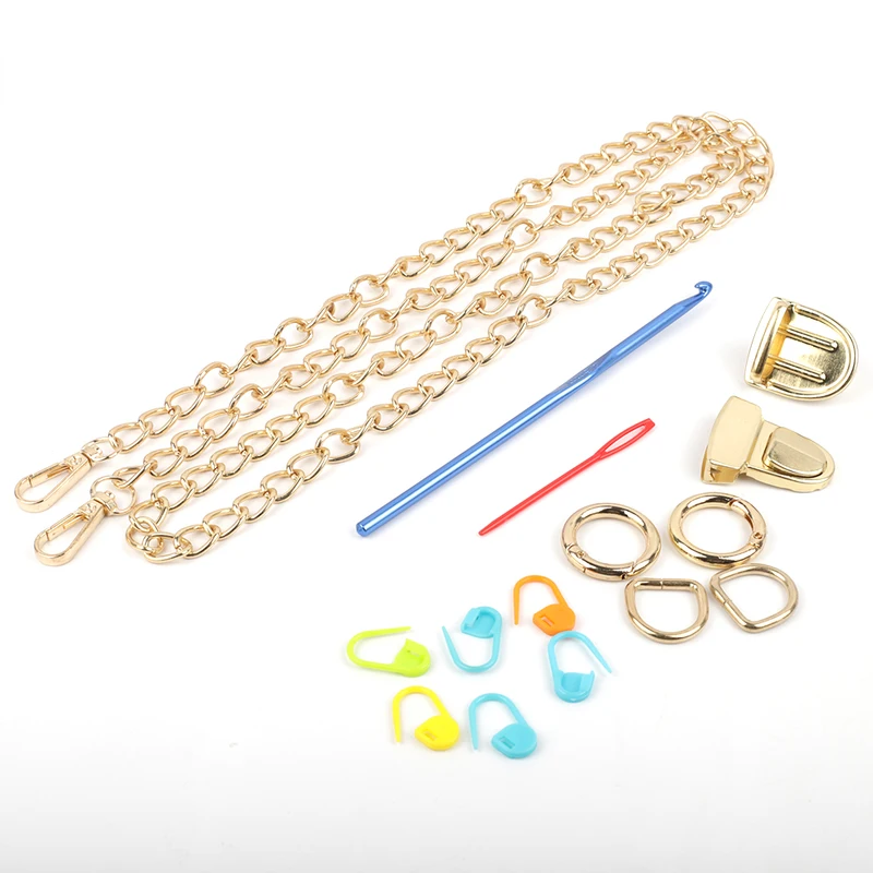 DIY Hand Crochet Bag Materials Kit Handmade Bag Shoulder Bags Weave Handbag Knitting Yarn Cloth Fabric Set Small Flip Wallet
