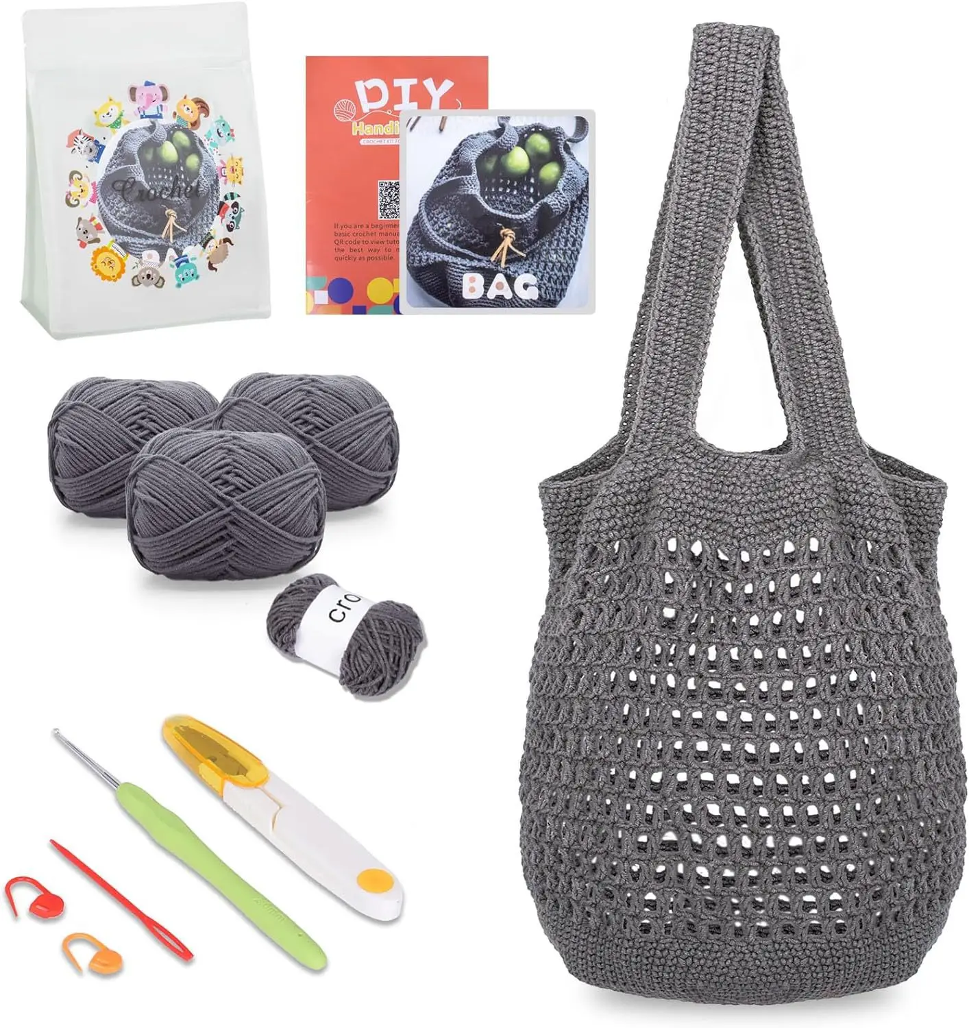 New wool hand-knitted bags, DIY hand-made crochet wool bags, material package