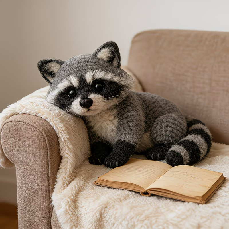 Grey Raccoon Crochet Plush Kit for Beginners | DIY Amigurumi Stuffed Animal Set with Yarn, Hook & Step-by-Step Tutorial | Cute Handmade Gift for Plush Lovers
