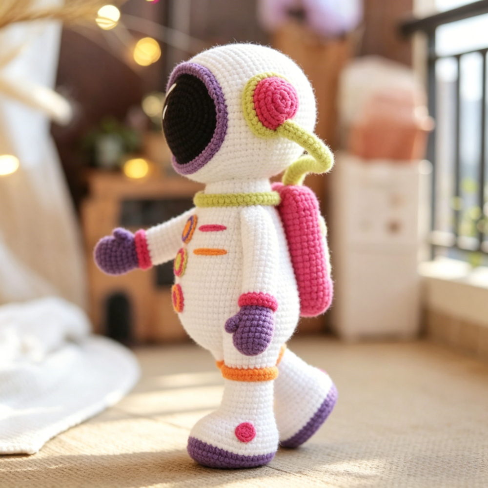Complete DIY Astronaut Crochet Kit for Beginners Suitable for Kids & Adults - Soft Yarn Amigurumi Craft with Crochet Hooks, Safety Eyes, Step-by-Step Instructions, Handmade Spaceman Plush Toy, Birthday Christmas Gift for &-Hookcrafted