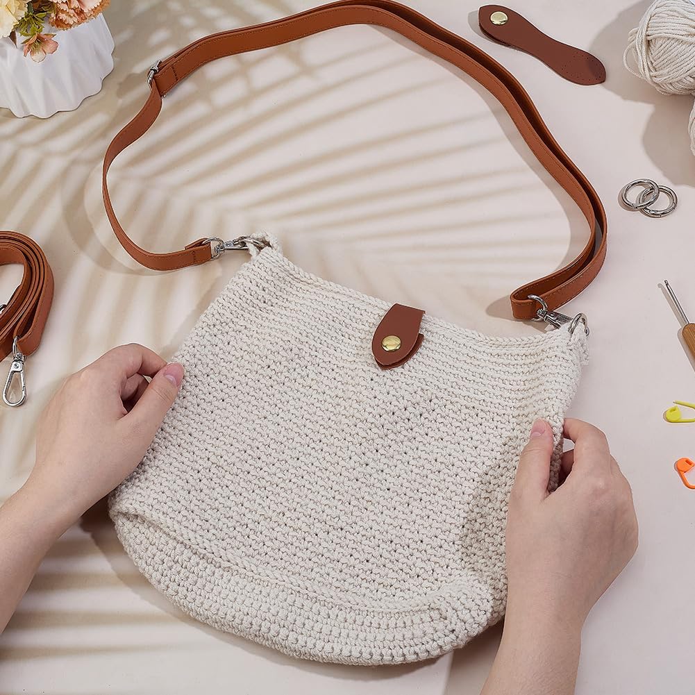 Crochet Bag Kit for Beginners Crochet Purse for Women DIY Tote Bag Making Kit with Step-by-Step Tutorials Knitting Supplies for Adults Crafts Autumn Winter Boho Gift Idea (Beige)