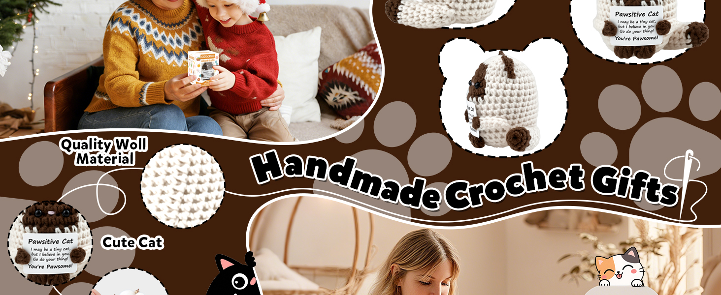 Handmade Positive Crochet Cat