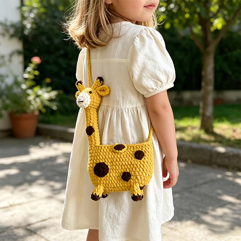 Strip Giraffe Bag Material Pack, Suitable for Beginner And Intermediate Crochet Knitting Tool Kit, Includes Materials, Animal Knitting Craft Set, Ideal for Adult Knitting Entry