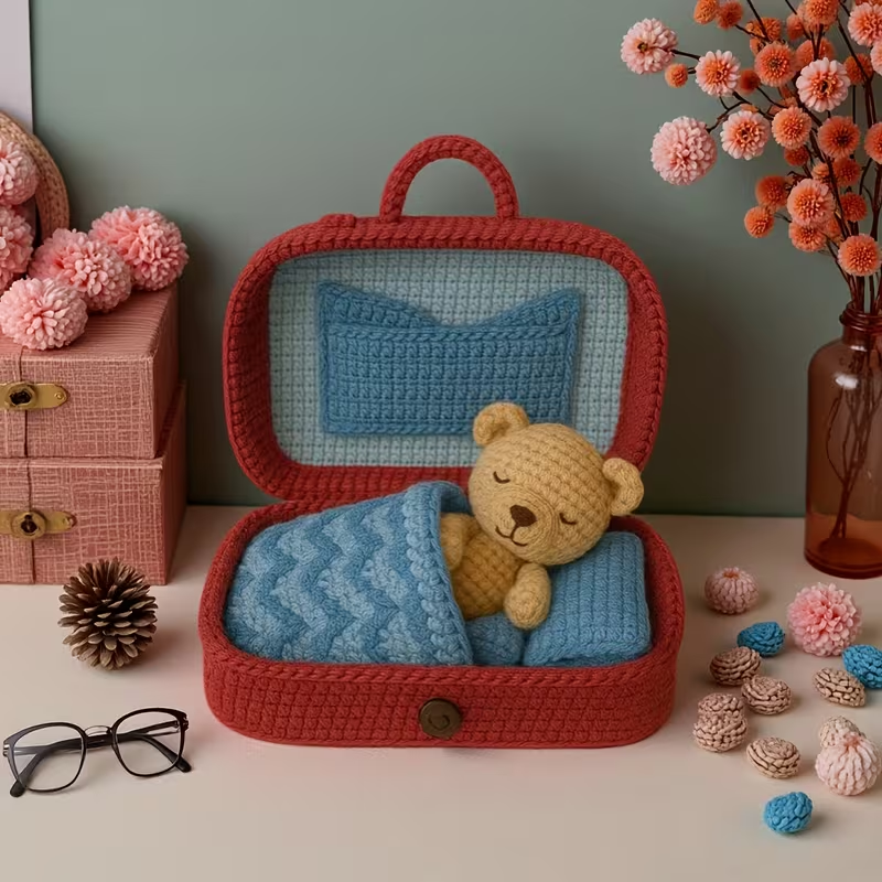 3 Different Color Teddy Bear Crochet Kits, Teddy Bear Crochet Sets in The Box, 1 Complete Crochet Box Teddy Bear with Step-By-Step Text Tutorial PDF File, Multiple Colors to Choose From, Including a Full Set of Crochet Tools