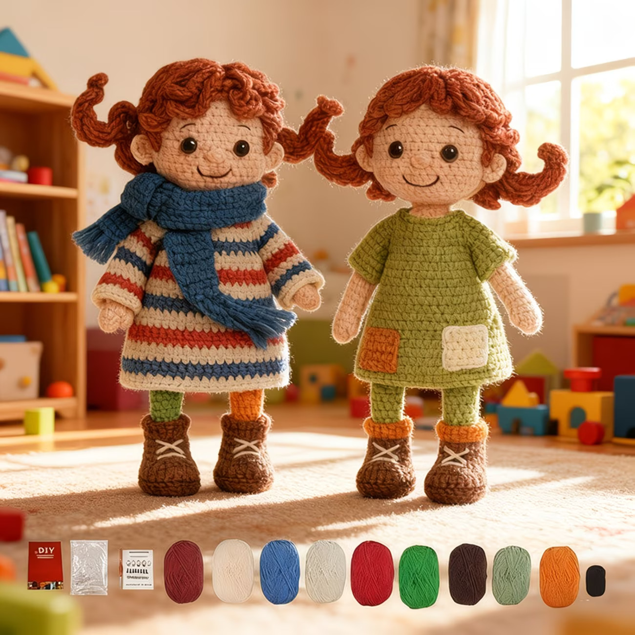 2pcs Beginner Crochet Kit | DIY Amigurumi Set with Multicolor Yarn & Hooks for Cute Handmade Characters | Hookcrafted