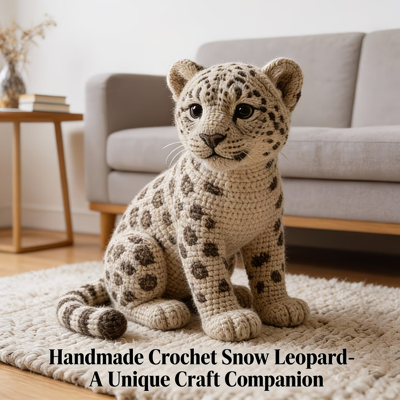 Snow Leopard Crochet Kit for Beginners | DIY Amigurumi Set with Yarn, Hook & Video Tutorial | Handmade Plush Animal Gift Hookcrafted