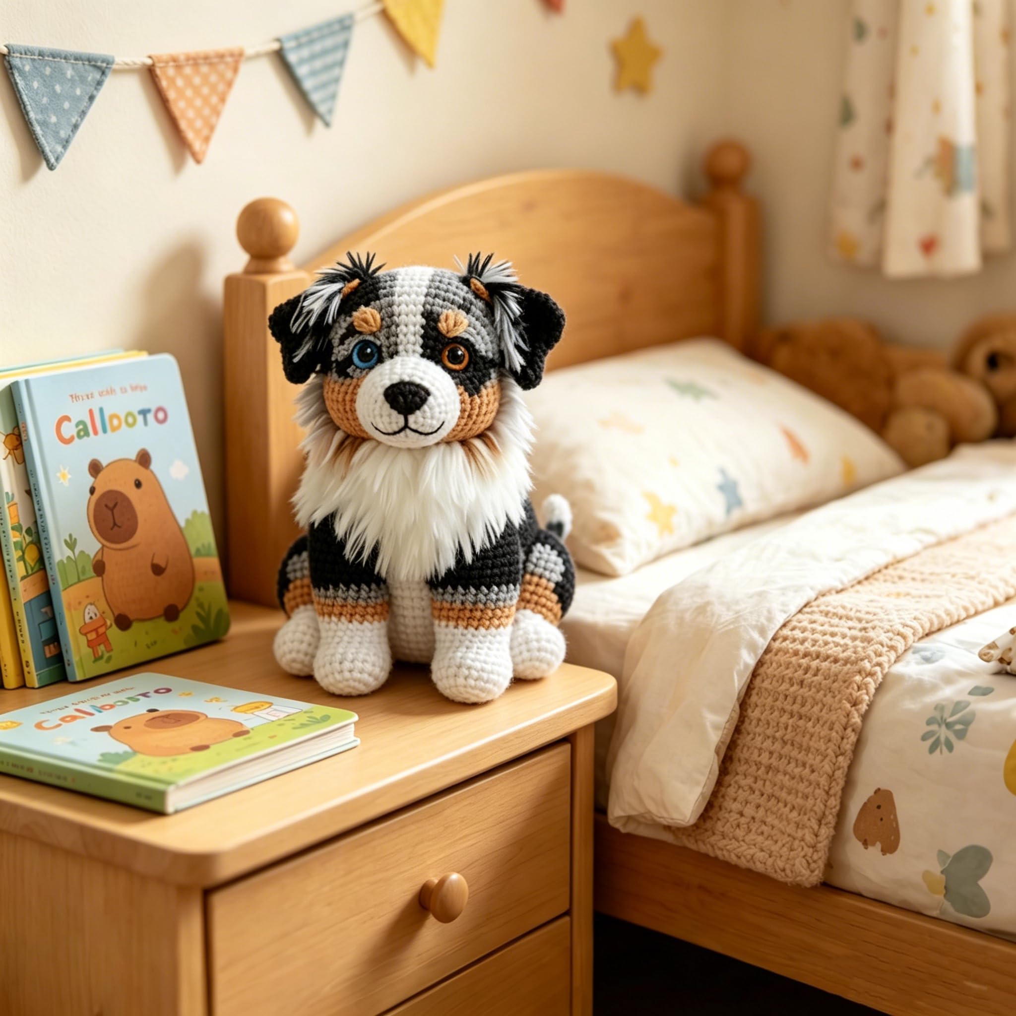 Beginner Crochet Kit for Adults & Teens, Australian Shepherd Dog Amigurumi Crochet Kit, Complete DIY Craft Supplies with Instructions, Cute Puppy Animal Starter Kit, Handmade Gift for Crochet Lovers