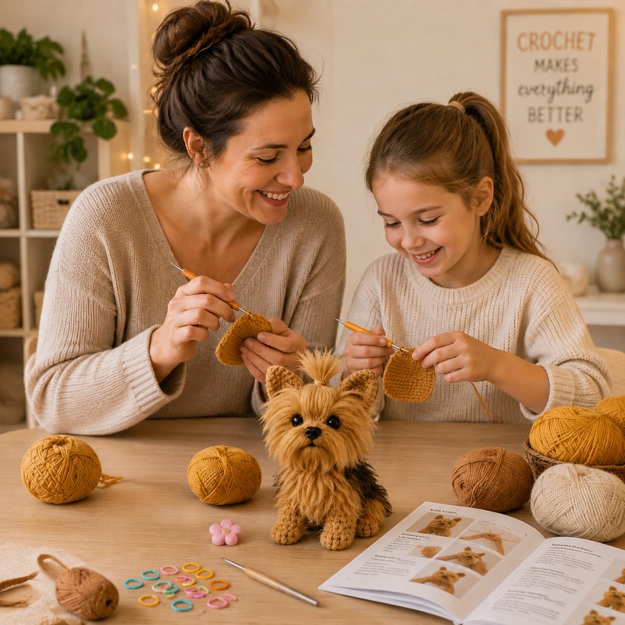 Golden Yorkie Crochet Kit – Beginner DIY Amigurumi Set with Yarn, Hook & Video Tutorial