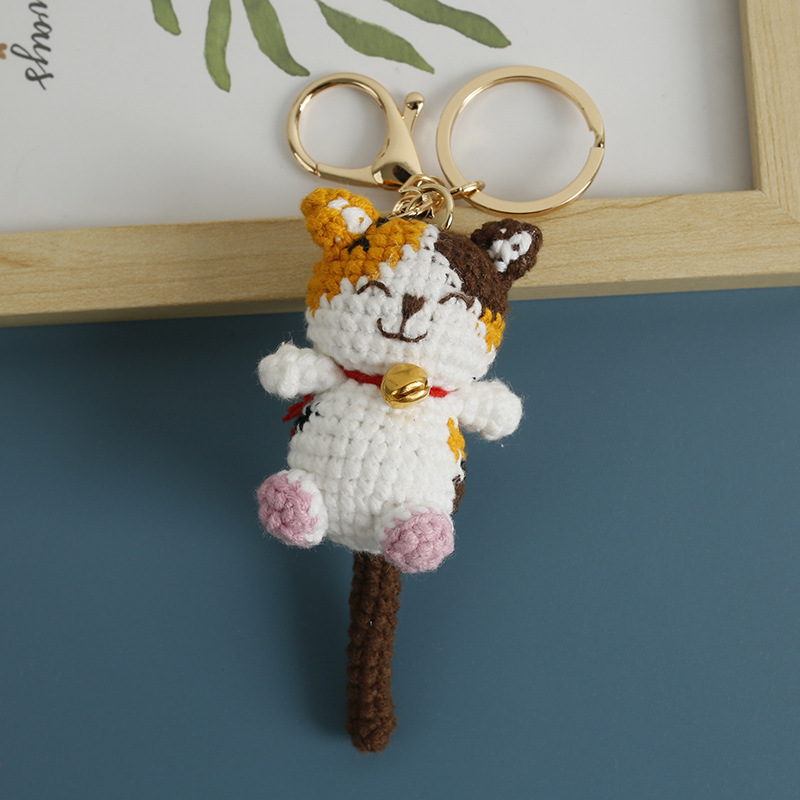 Handmade Crochet Calico Cat Keychain 🐱 | Kawaii Kitten Bag Charm