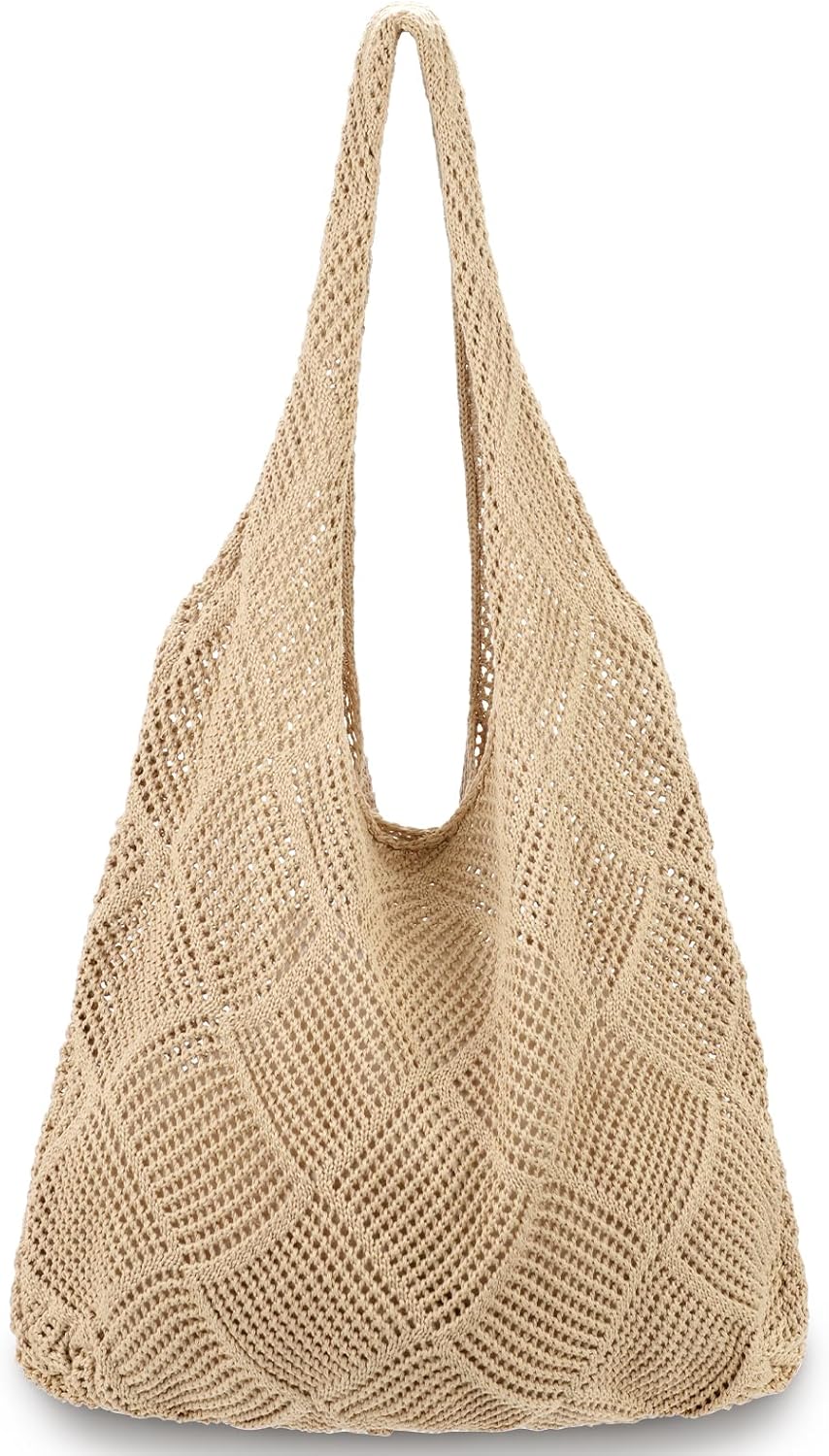 Crochet Bags for Women - Summer Beach Tote, Aesthetic Hippie Knit Bag