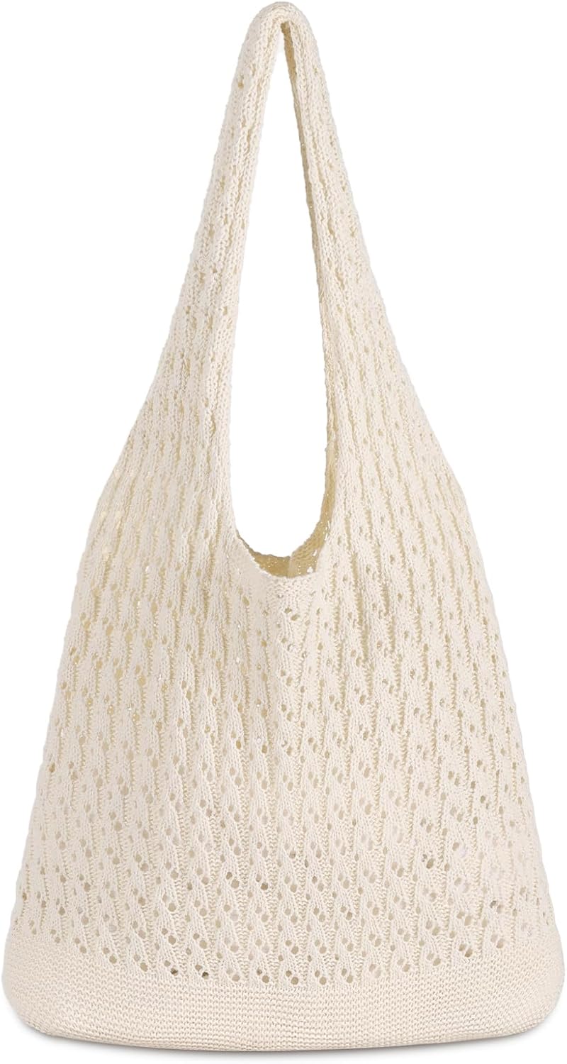 Crochet Tote Bag, Mesh Beach Bag Knit Summer Hobo Bag Vacation Boho Tote Bag for Women