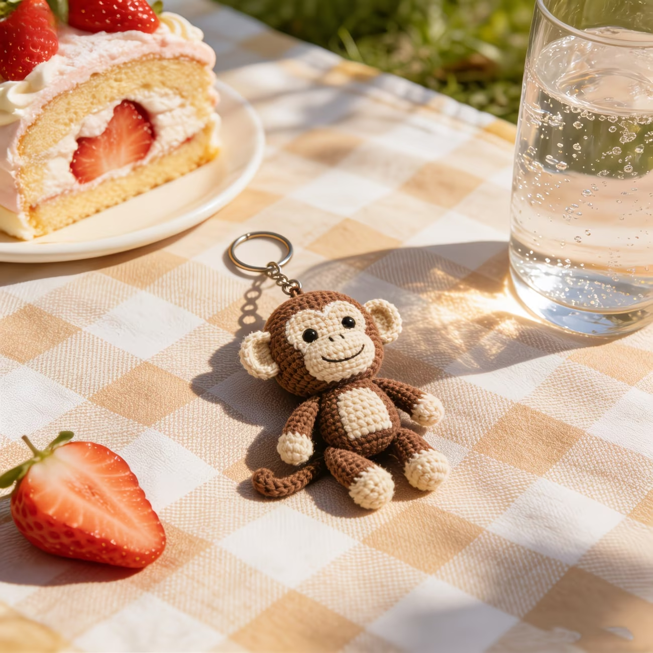 Cute Monkey Keychain Crochet Plush Kit for Beginners | DIY Amigurumi Stuffed Animal Set with Yarn, Hook & Step-by-Step Tutorial | Sweet Handmade Gift for Animal Lovers