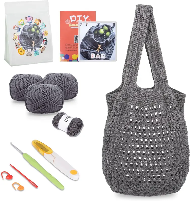 New wool hand-knitted bags, DIY hand-made crochet wool bags, material package