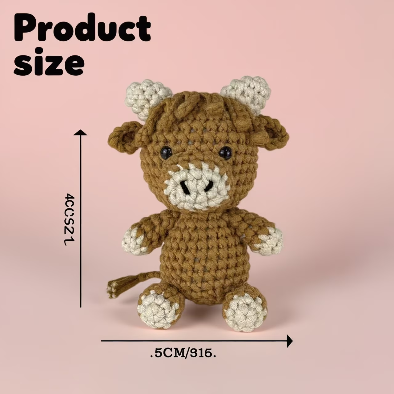 Cute Brown Cow Crochet Plush Kit for Beginners | DIY Amigurumi Stuffed Animal Set with Yarn, Hook & Step-by-Step Tutorial | Sweet Handmade Gift for Farm Lovers