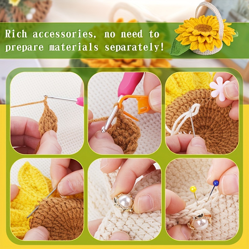 Beginner'S Crochet Set, 5pcs Coaster And Plant Pot Crochet Starter Kit, All-Inclusive Knitting Supplies with Detailed Instructions, Crochet Hooks, And Yarn for Craft Projects-Hookcrafted