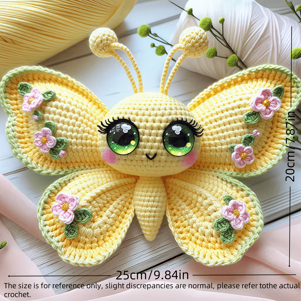 Pastel Butterfly Crochet Kit for Beginners | DIY Amigurumi Stuffed Toy Set with Full Supplies & Easy Instructions | Adorable Handmade Gift for Craft Fans