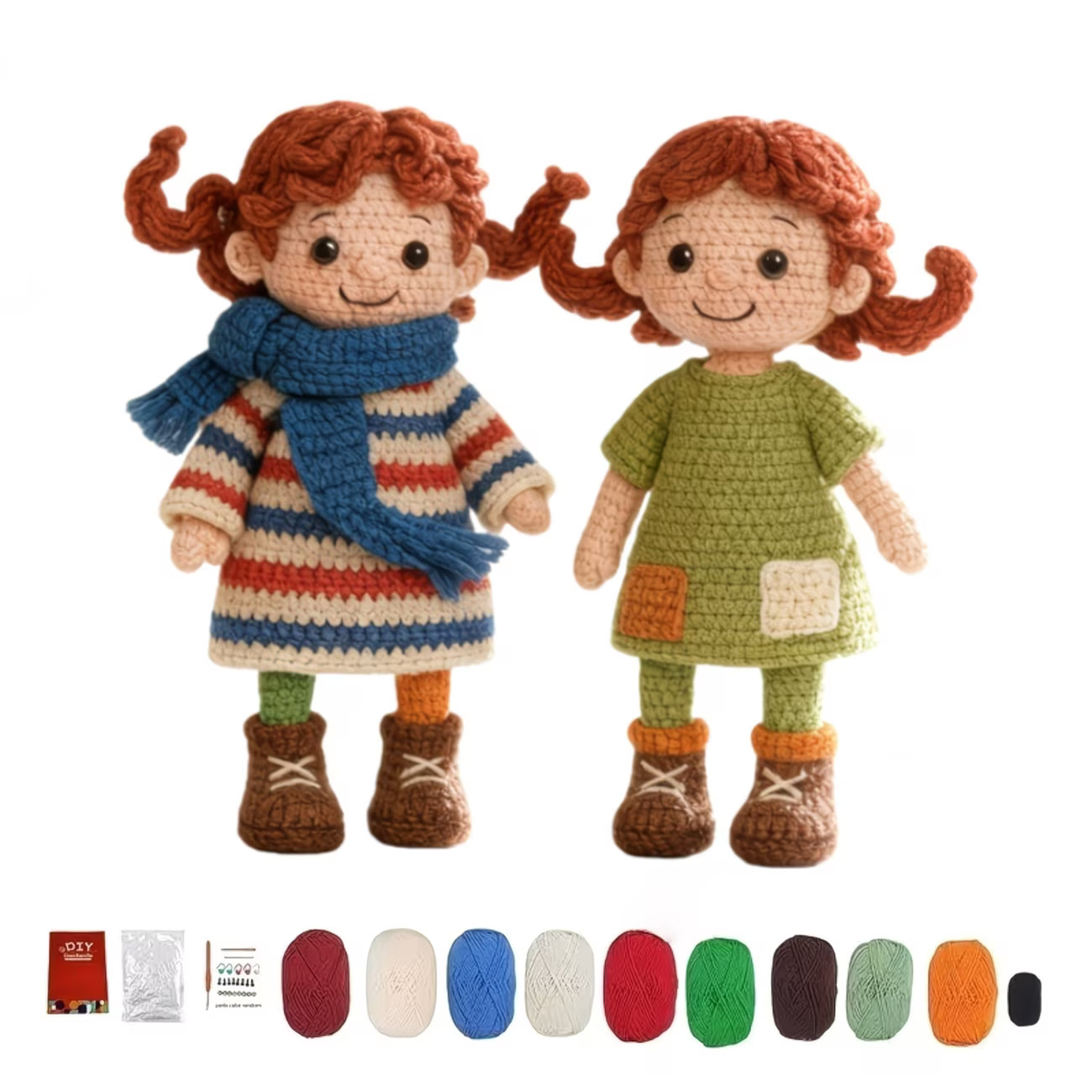 2pcs Beginner Crochet Kit | DIY Amigurumi Set with Multicolor Yarn & Hooks for Cute Handmade Characters | Hookcrafted