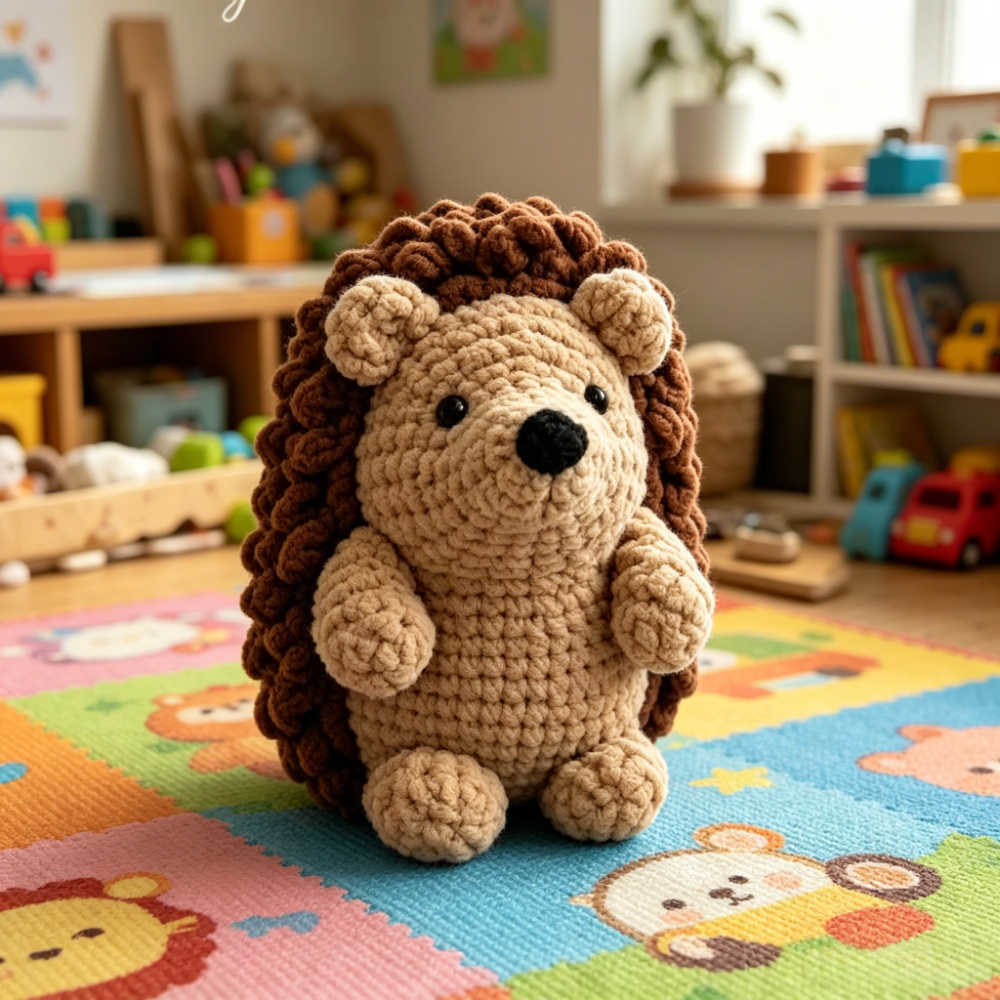 1pc Cute Hedgehog Crochet Kit for Beginners, Complete Amigurumi Set with Yarn, Tools And Tutorial, Handmade Knitted Hedgehog Plush Toy, Perfect Gift for Kids And Adults, Easy to Start Crochet Project for Craft Lovers