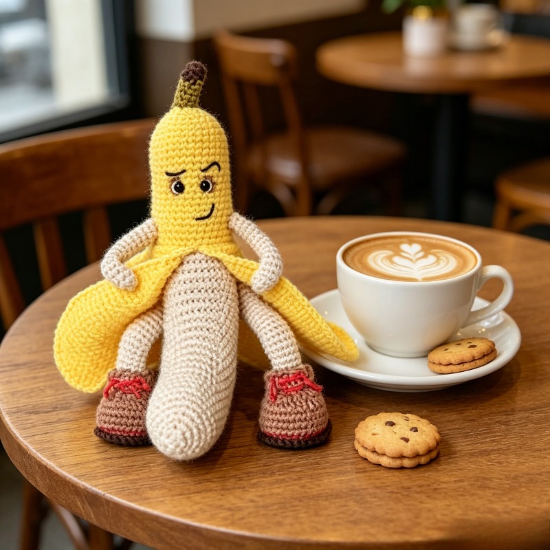New Arrival Crochet Banana Doll Kit with Step-By-Step Written Tutorial (Unfinished Product, Crochet Required)-Hookcrafted