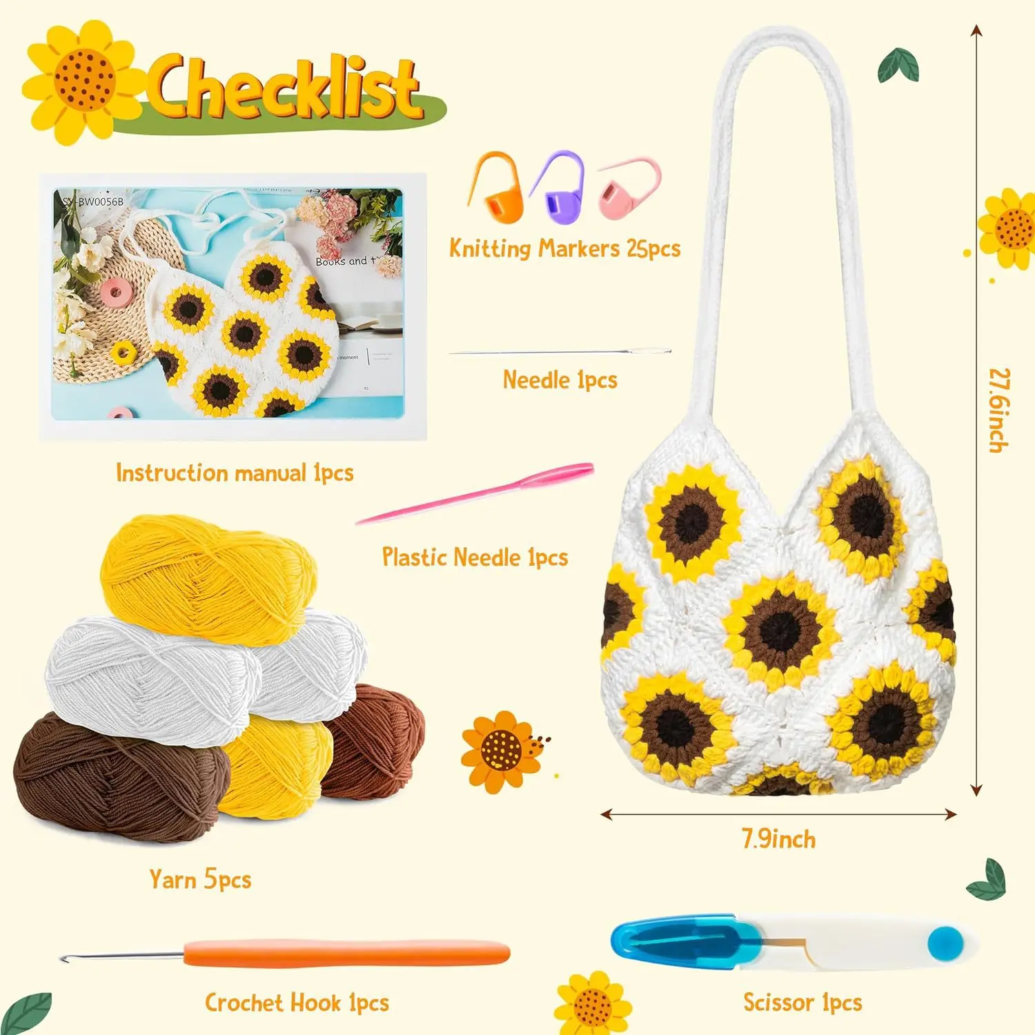 New wool hand-knitted bags, DIY hand-made crochet wool bags, material package