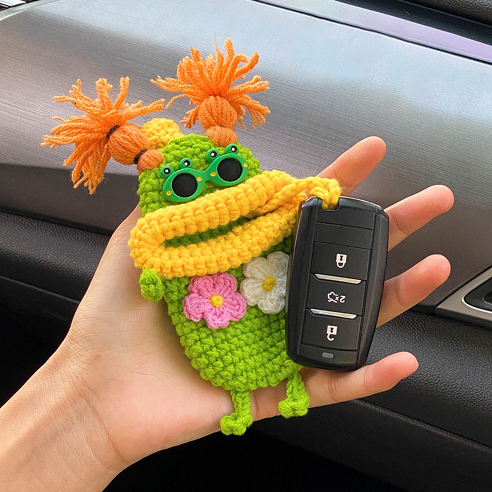 Women's Cute Monster Key Holder & Car Key Case - Soft Plush-like Texture with Heart Eyes & Monster Face - Red/Blue/Green Car Key Protector, Gift for Female Drivers, Keychain Accessory (Compatible with Most Keys)-Hookcrafted