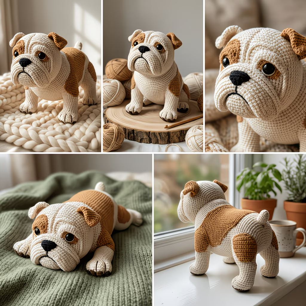 Bulldog Crochet Plush Kit for Beginners | DIY Amigurumi Stuffed Animal Set with Yarn, Hook & Step-by-Step Tutorial | Cute Handmade Gift for Dog Lovers-Hookcrafted