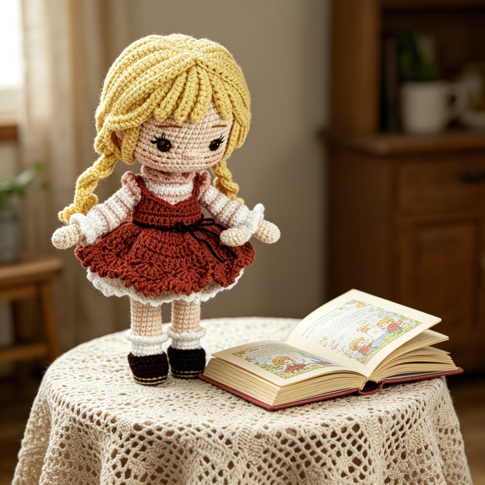 Blonde Girl Doll Crochet Kit for Beginners | DIY Amigurumi Stuffed Doll Set with Yarn, Hook & Step-by-Step Tutorial | Cute Handmade Gift for Craft Lovers