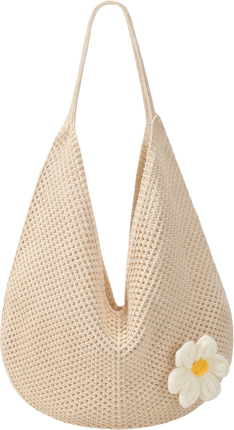 Crochet Beach Bags for Women, Summer Beach Tote Bag, Mesh Cute Beach Purse, Aesthetic Knit Bag Handbag Shoulder Bag