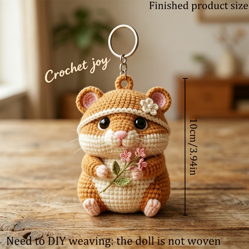 Beginner - Friendly Hamster Crochet Kit, Amigurumi/DIY Material Pack.The Pack Contains Crocheting Items And An English - Language Basic Crochet Tutorial Manual with Step - By - Step Instructions.It Can Be Used to Make Keychains, As Decorative-Hookcrafted